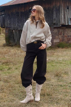 Fermuarlı Polo Yaka Bomber Ceket