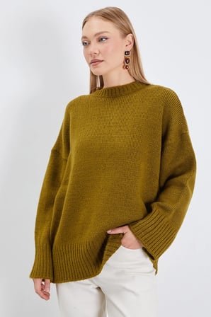 Basic Bisiklet Yaka Oversize Triko Kazak