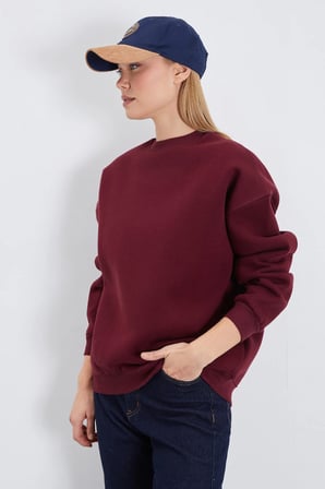 3 İplik Basic Bisiklet Yaka Oversize Sweatshirt