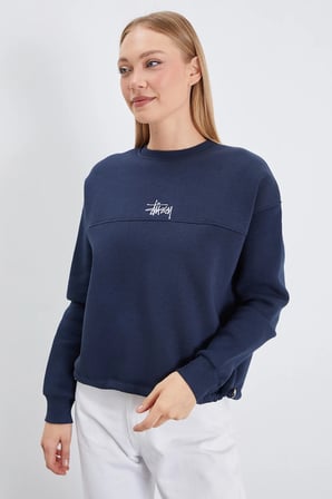 3 İplik İmza Nakışlı Stoperli Oversize Sweatshirt