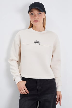 3 İplik İmza Nakışlı Stoperli Oversize Sweatshirt