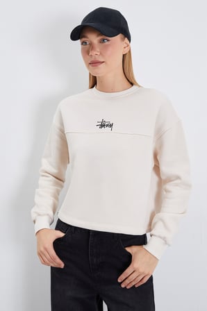 3 İplik İmza Nakışlı Stoperli Oversize Sweatshirt