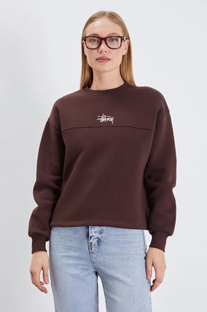 3 İplik İmza Nakışlı Stoperli Oversize Sweatshirt