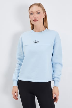 3 İplik İmza Nakışlı Stoperli Oversize Sweatshirt