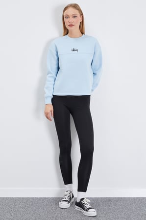 3 İplik İmza Nakışlı Stoperli Oversize Sweatshirt