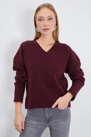 Basic V Yaka Oversize Triko Kazak