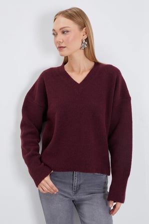 Basic V Yaka Oversize Triko Kazak