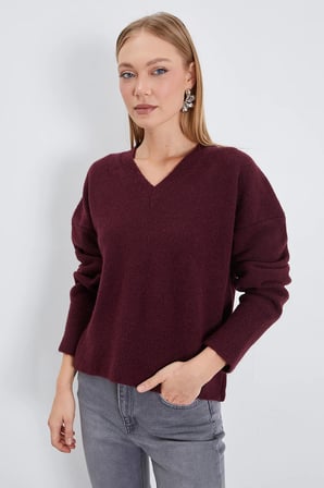 Basic V Yaka Oversize Triko Kazak