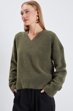 Basic V Yaka Oversize Triko Kazak