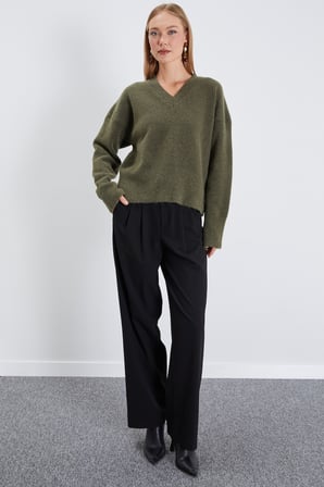 Basic V Yaka Oversize Triko Kazak