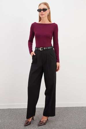 Basic Kayık Yaka Slim Fit Bluz