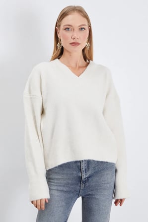 Basic V Yaka Oversize Triko Kazak