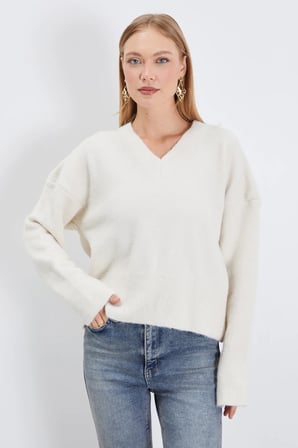 Basic V Yaka Oversize Triko Kazak