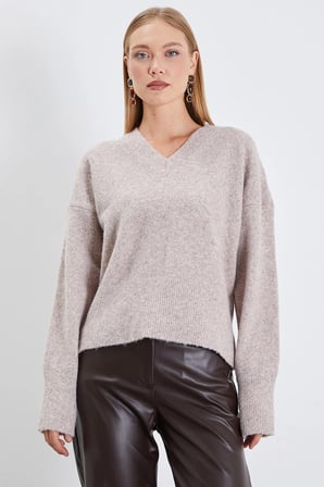 Basic V Yaka Oversize Triko Kazak