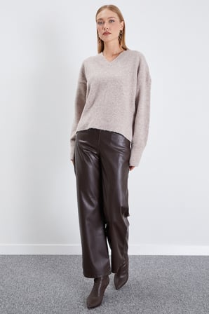 Basic V Yaka Oversize Triko Kazak