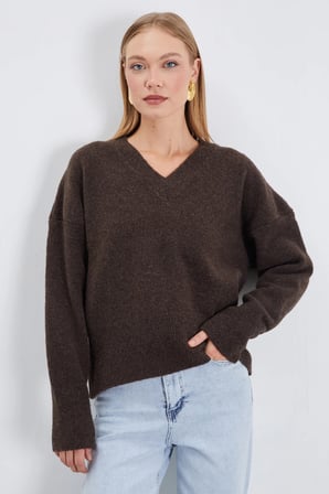 Basic V Yaka Oversize Triko Kazak