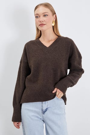 Basic V Yaka Oversize Triko Kazak