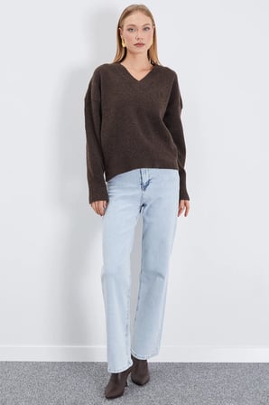 Basic V Yaka Oversize Triko Kazak
