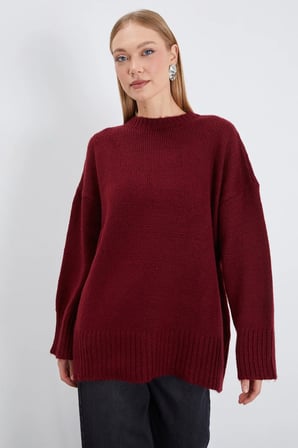 Basic Bisiklet Yaka Oversize Triko Kazak