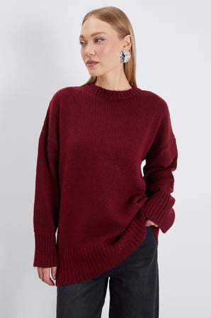 Basic Bisiklet Yaka Oversize Triko Kazak