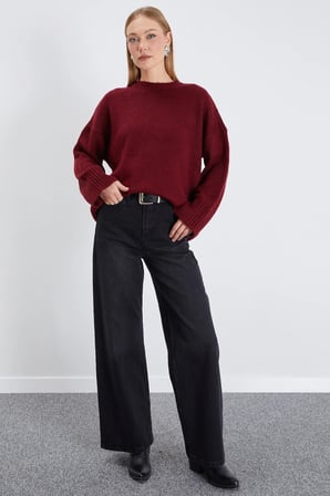 Basic Bisiklet Yaka Oversize Triko Kazak