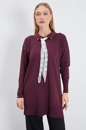 Fullamodest Dantel Fularlı Triko Tunik