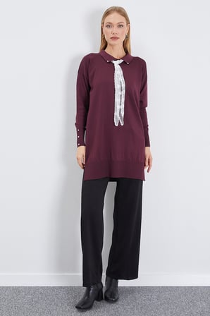 Fullamodest Dantel Fularlı Triko Tunik