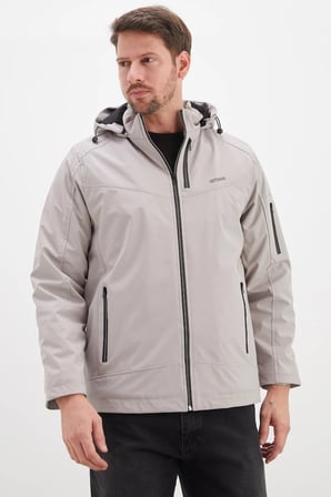 Fermuarlı Çıkarılabilir Kapüşonlu Softshell Mont