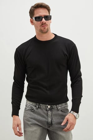 Basic Bisiklet Yaka Regular Fit Triko Kazak