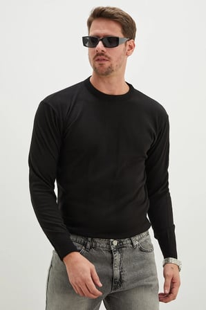Basic Bisiklet Yaka Regular Fit Triko Kazak