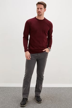 Basic Bisiklet Yaka Regular Fit Triko Kazak
