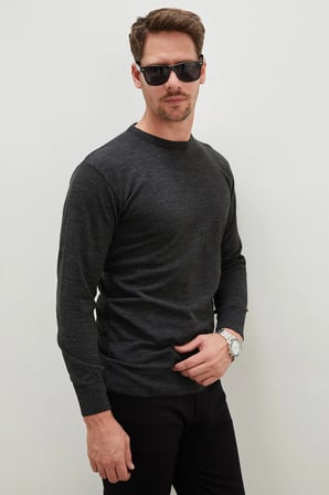 Basic Bisiklet Yaka Regular Fit Triko Kazak