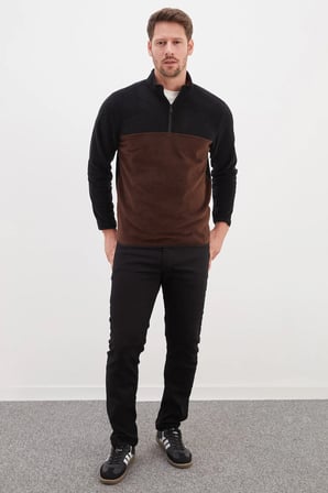 Yarım Fermuarlı Regular Fit Polar Sweatshirt