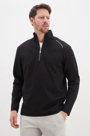 Baskılı Yarım Fermuarlı Dik Yaka Sweatshirt