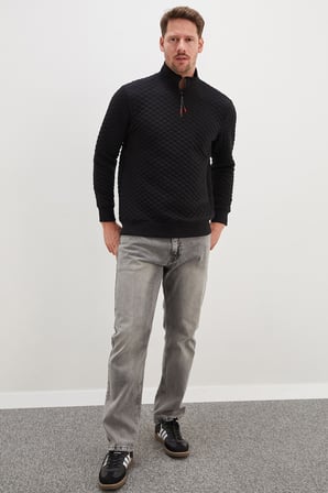 Yarım Fermuarlı Dik Yaka Kapitone Sweatshirt