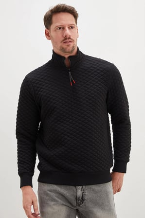 Yarım Fermuarlı Dik Yaka Kapitone Sweatshirt