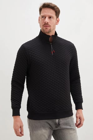 Yarım Fermuarlı Dik Yaka Kapitone Sweatshirt