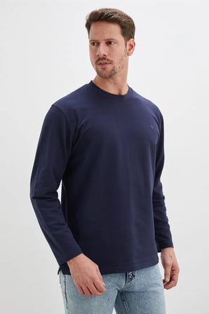 Baskılı Bisiklet Yaka Sweatshirt
