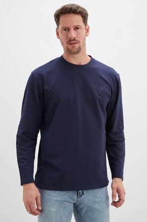 Baskılı Bisiklet Yaka Sweatshirt