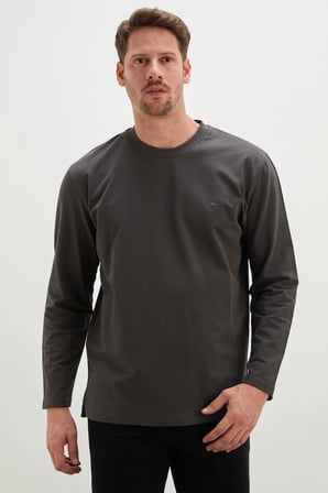 Baskılı Bisiklet Yaka Sweatshirt