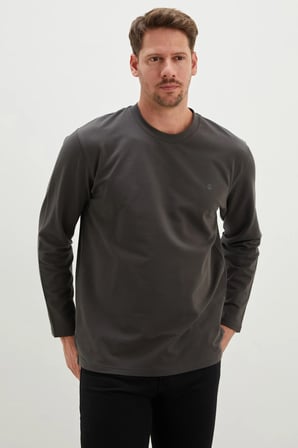 Baskılı Bisiklet Yaka Sweatshirt