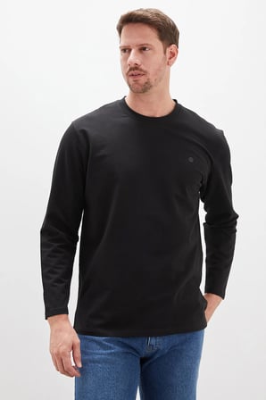 Baskılı Bisiklet Yaka Sweatshirt