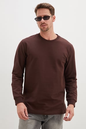3 İplik Ribanalı Bisiklet Yaka Sweatshirt