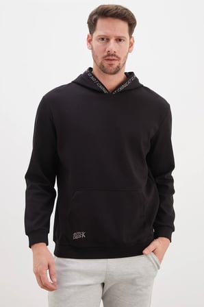 Baskılı Kapüşonlu Kanguru Cepli Sweatshirt