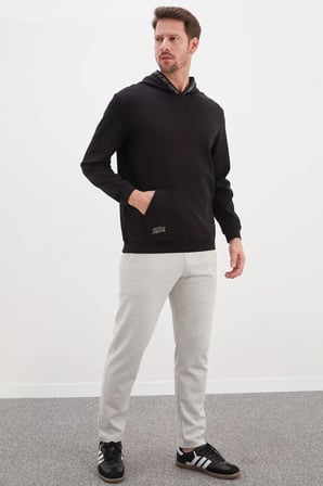 Baskılı Kapüşonlu Kanguru Cepli Sweatshirt