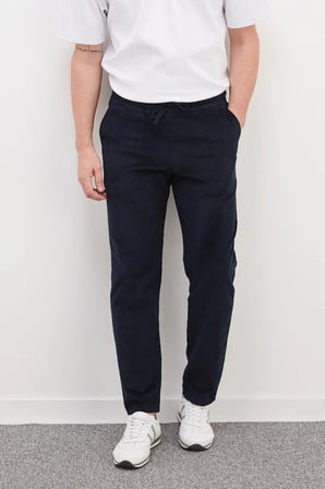 Beli Bağlamalı Regular Fit Kadife Pantolon
