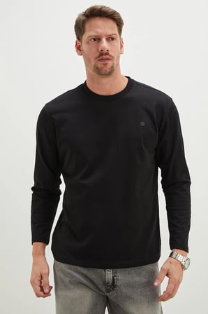 Baskılı Bisiklet Yaka Sweatshirt