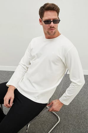 Baskılı Bisiklet Yaka Sweatshirt