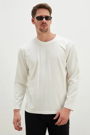 Baskılı Bisiklet Yaka Sweatshirt