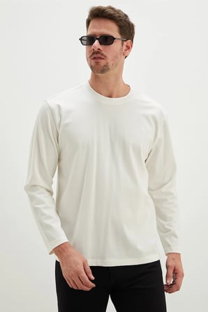 Baskılı Bisiklet Yaka Sweatshirt